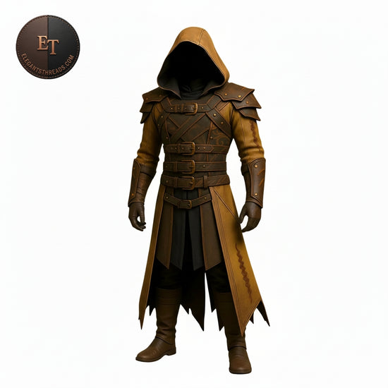 Handmade Brown Gothic Assassin Combat Costume | Full Coat & Pants Set