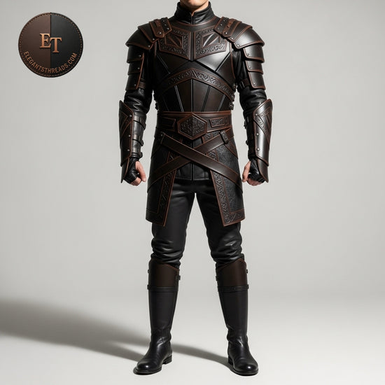 Medieval Leather Warrior Armor Set | Handmade Genuine Leather LARP & Cosplay Costume for Men | Fantasy Battle Outfit & Renaissance Armor Suit